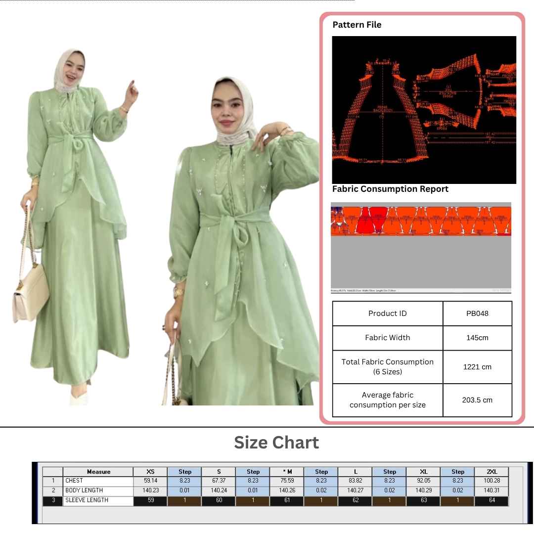 PB048 | Gamis Pesta | Pola Pattern | Polabook