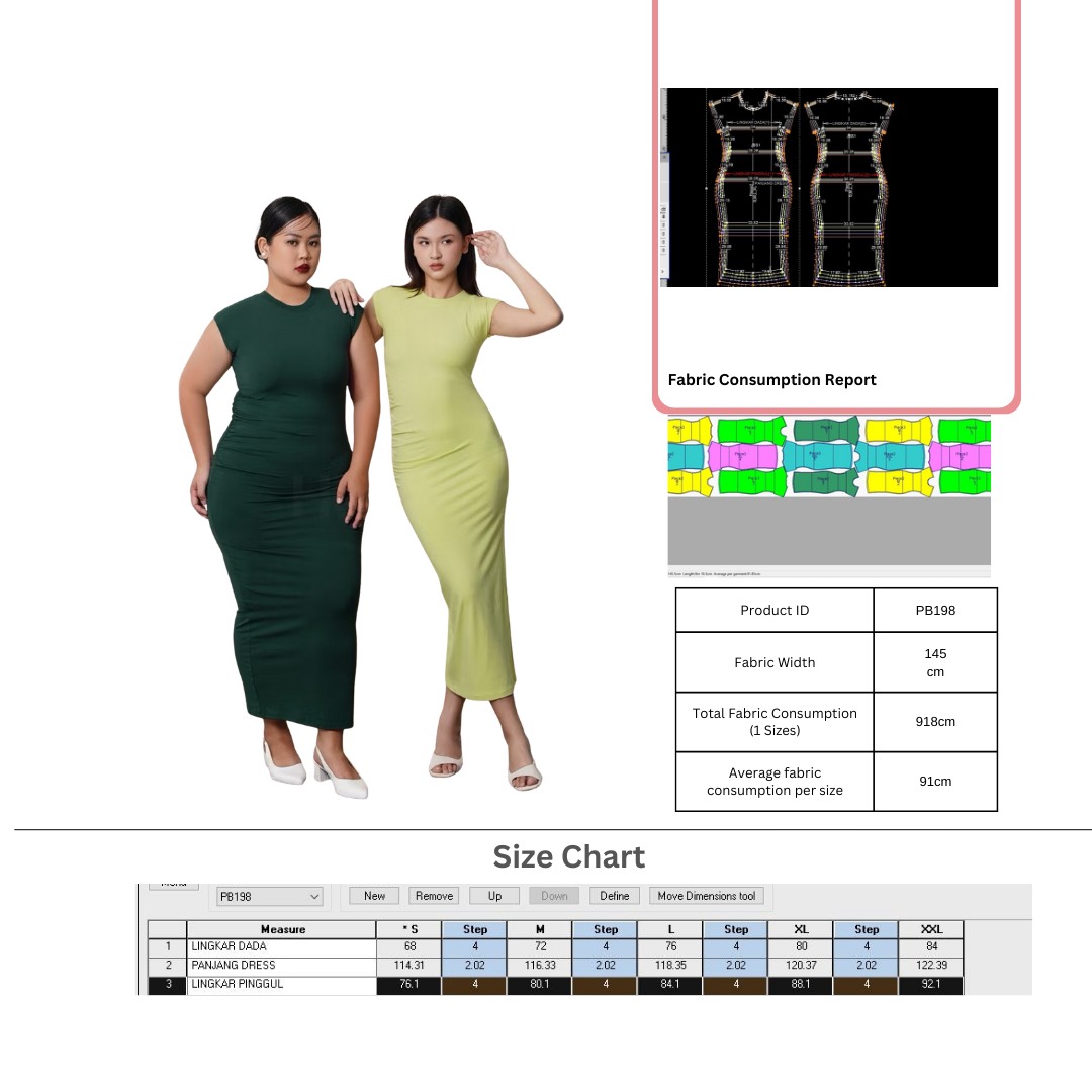 PB198 | Dress | Women Collection | Pola Pattern | Polabook