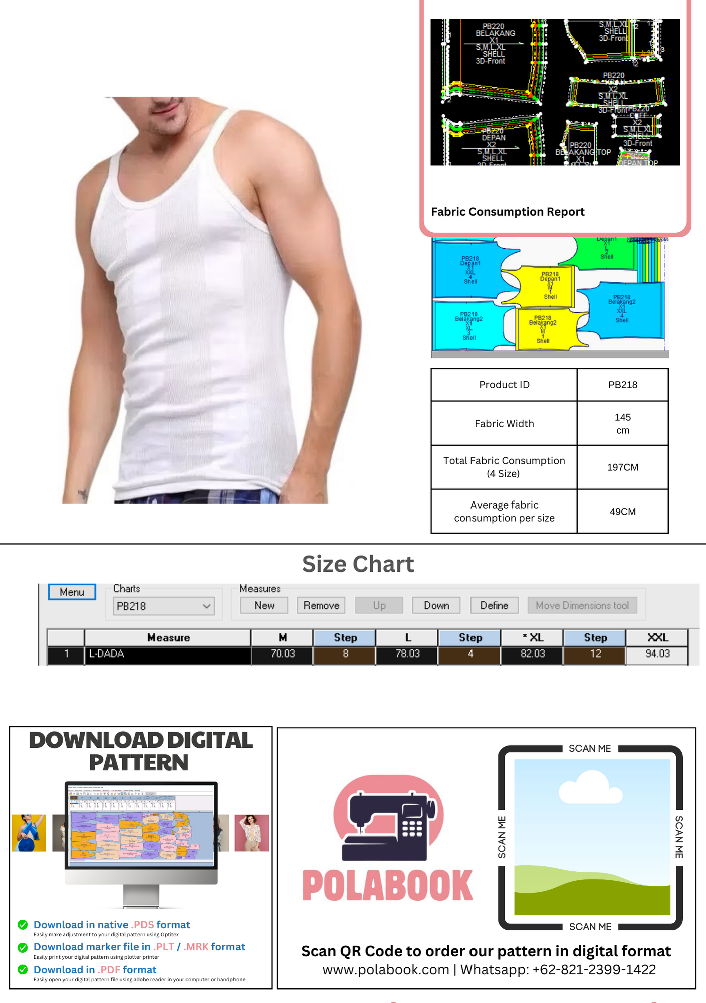 PB218 | Innerwear | Pola Pattern | Polabook