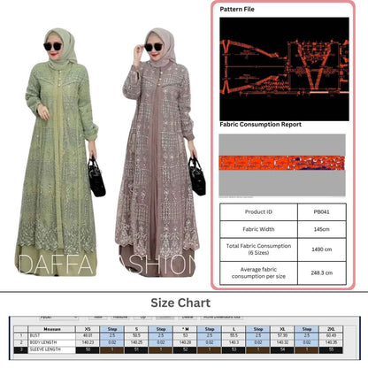 PB041 | Gamis Pesta | Pola Pattern | Polabook