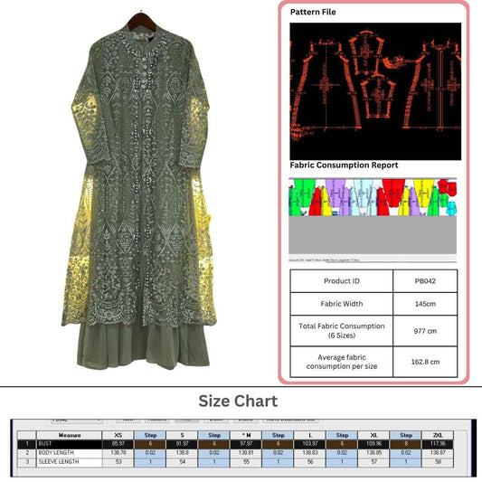 PB042 | Gamis Pesta | Pola Pattern | Polabook