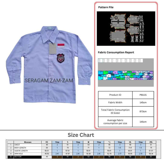 PB115 | Seragam sekolah | Pola Pattern | Polabook