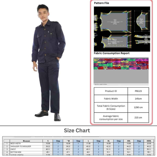 PB123| Seragam PDL | Pola Pattern | Polabook