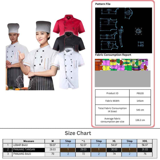 PB133 | Baju KOKI | Pola Pattern | Polabook