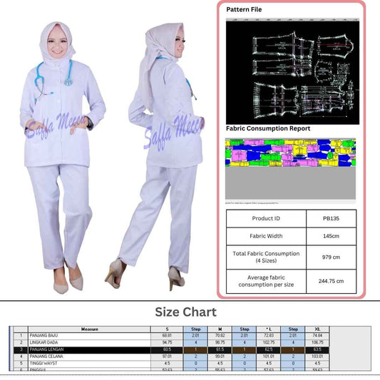 PB135 | Baju perawat | Pola Pattern | Polabook