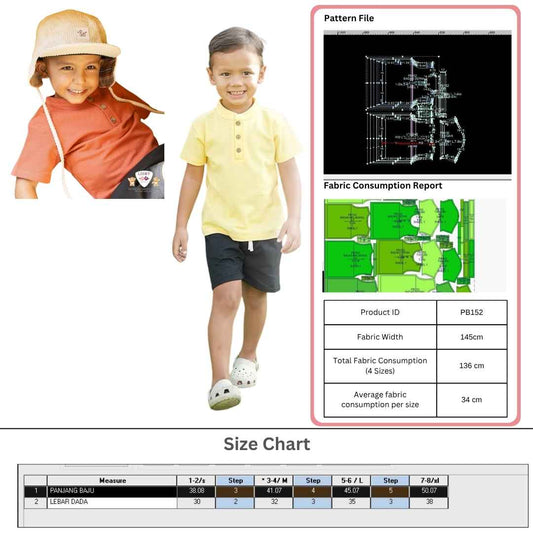 PB152 | baju anak | Pola Pattern | Polabook