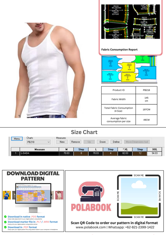 PB218 | Innerwear | Pola Pattern | Polabook