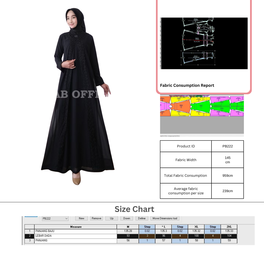 PB222 | Gamis Pesta| Dress | Women Collection | Muslim Wear | Pola Pattern | Polabook