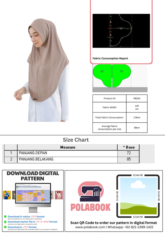 PB223| Pashmina | Pola Pattern | Polabook