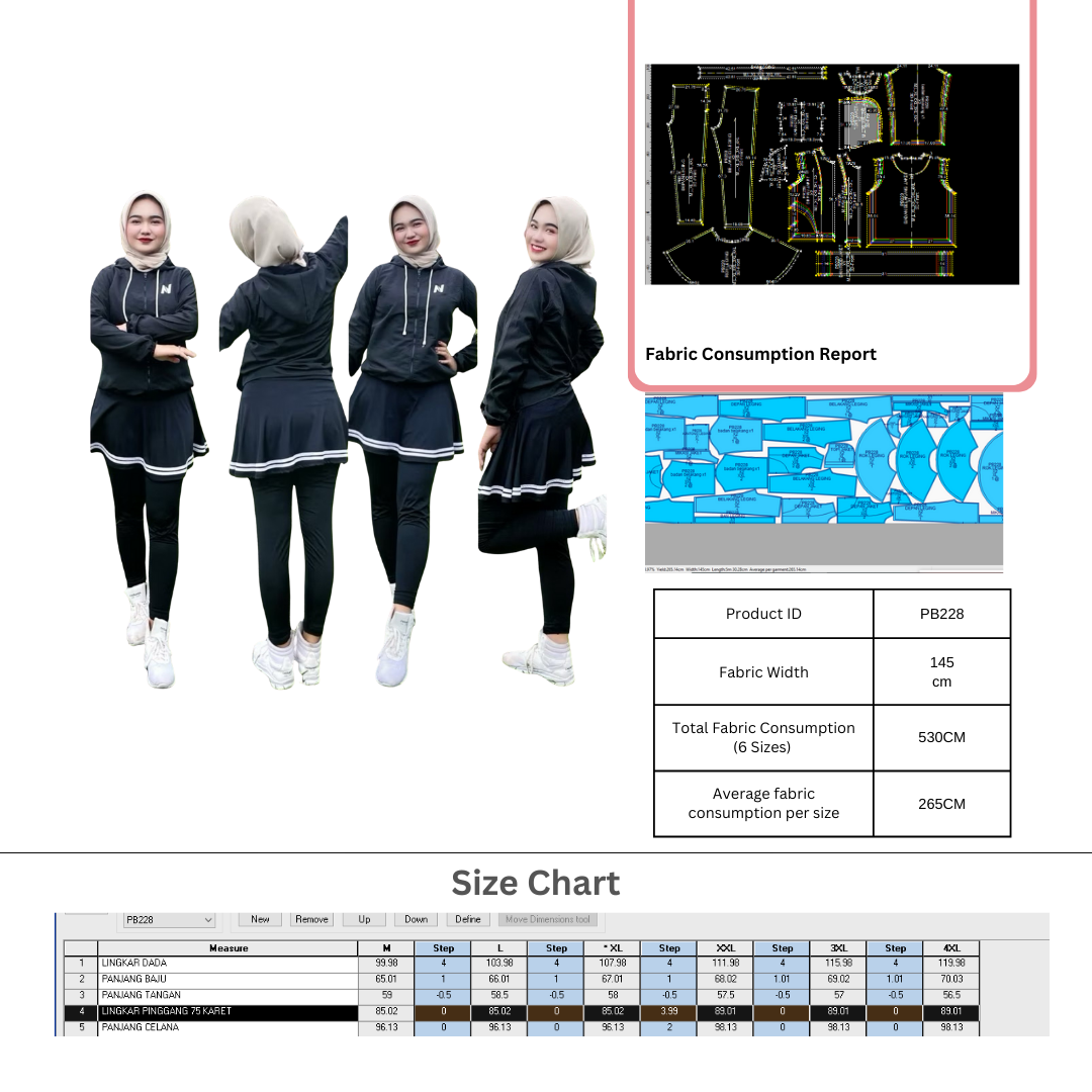 PB228 | Olahraga | Women Collection | Pola Pattern | Polabook